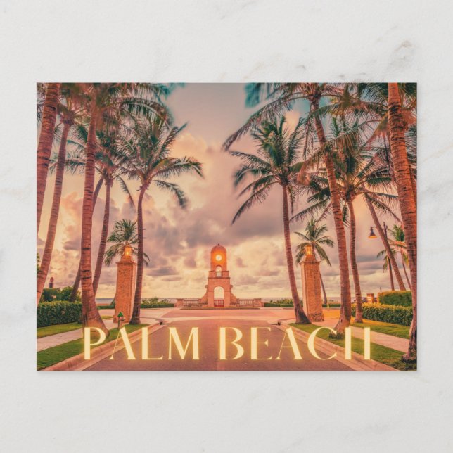 Landschaftlicher Palm Beach Rosa Himmel Postkarte (Vorderseite)
