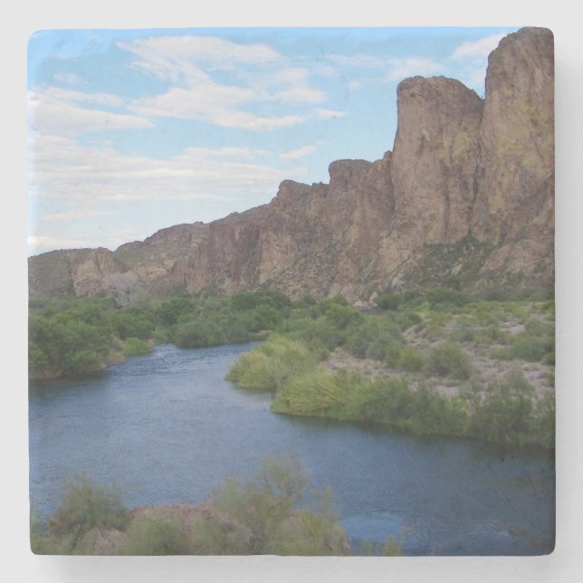 Landschaftlicher Saguarsee Steinuntersetzer (Vorderseite)