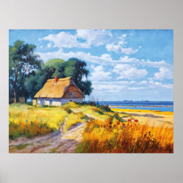 Landschaftlicher Sandweg mit Schilfkröte Poster