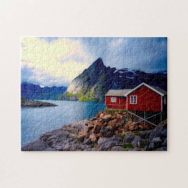 Landschaftlicher See Hütte Fjord Norwegen Reisen A (Horizontal)