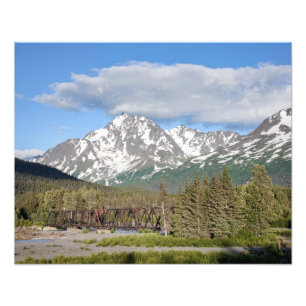 Landschaftlicher Seward Highway Chugach National F Fotodruck