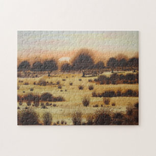 landschaftlicher Sonnenuntergang über dem Wald