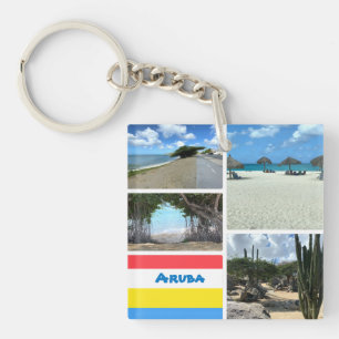 Landschaftlicher Strand und Wüste Aruba Schlüsselanhänger