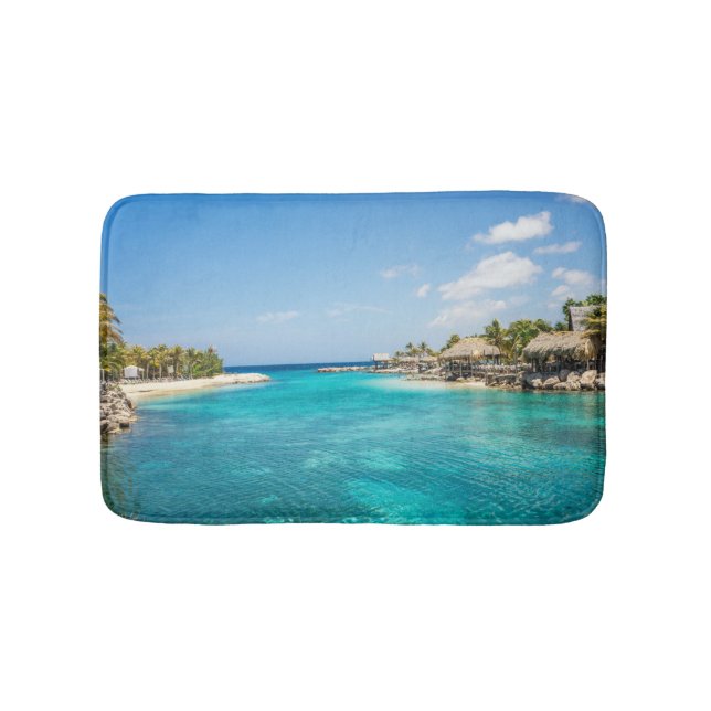 Landschaftlicher tropischer Strand mit Foto aus St Badematte (Vorderseite)