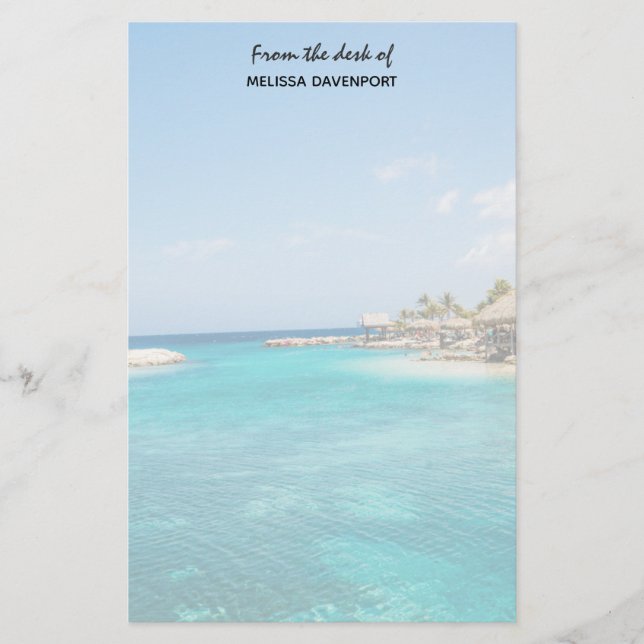 Landschaftlicher tropischer Strand mit Foto aus St Briefpapier (Vorderseite)