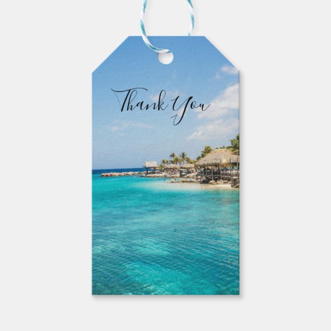 Landschaftlicher tropischer Strand mit Foto aus St Geschenkanhänger (Vorderseite)