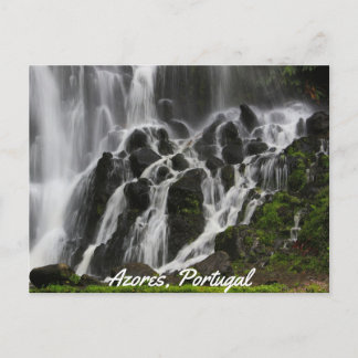 Landschaftlicher Wasserfall Azoren Postkarte