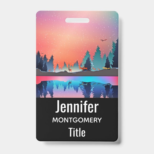 Landschaftlicher Wintersee mit Hirsch Ausweis (Vorderseite)