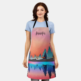 Landschaftlicher Wintersee mit Hirsch Schürze