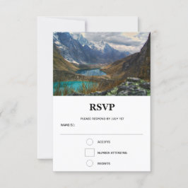 Landschaftliches Alpengebirge Foto Hochzeit RSVP Karte