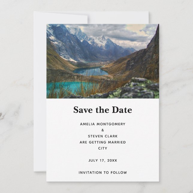 Landschaftliches Alpengebirge Foto Hochzeit Save The Date (Vorderseite)