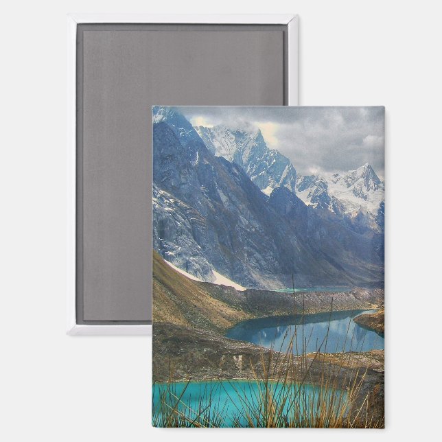Landschaftliches Alpengebirge Foto Magnet (Vorderseite/Rückseite)