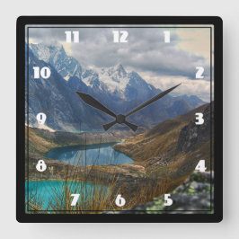Landschaftliches Alpengebirge Foto Quadratische Wanduhr
