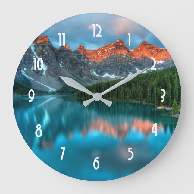 Landschaftliches Berglandschaftsbild Große Wanduhr (Vorderseite)
