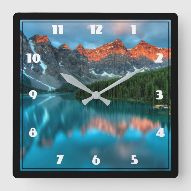 Landschaftliches Berglandschaftsbild Quadratische Wanduhr (Vorderseite)