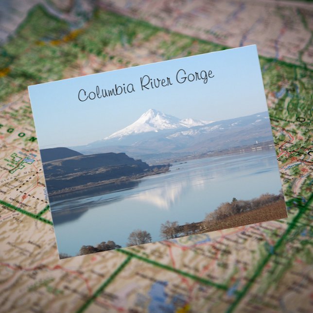 Landschaftliches Columbia River Gorge Travel Foto Postkarte (In Situ Map)