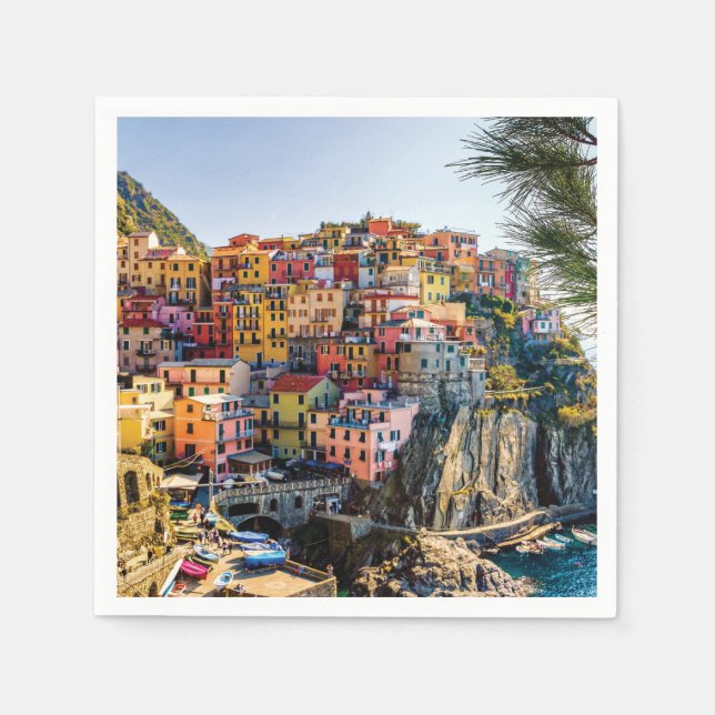 Landschaftliches Dorf, Cinque Terre, Ligurien, Ita Serviette (Vorderseite)