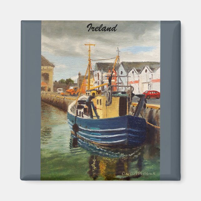 Landschaftliches Fischerboot von Galway City Irlan Magnet (Vorne)