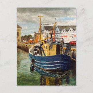 Landschaftliches Fischerboot von Galway City Irlan Postkarte