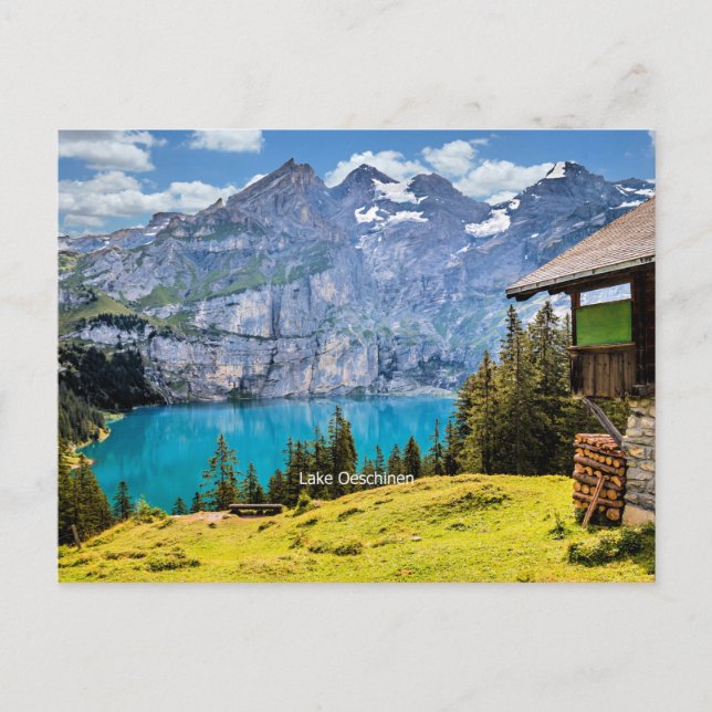 Landschaftliches Foto des Oeschinen Sees Postkarte (Vorderseite)