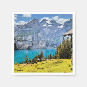 Landschaftliches Foto des Oeschinen Sees Serviette