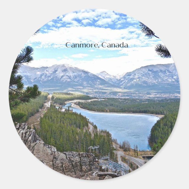 Landschaftliches Foto von Canmore, Kanada Runder Aufkleber (Vorderseite)