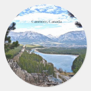 Landschaftliches Foto von Canmore, Kanada Runder Aufkleber