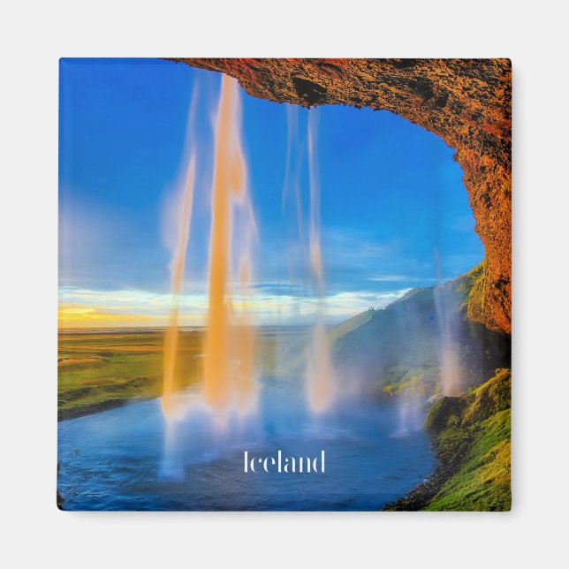 Landschaftliches Island, Skogafoss-FotoWa Magnet (Vorne)