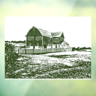Landschaftliches Landschaftsbauernhaus im Landhaus Fensteraufkleber