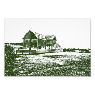 Landschaftliches Landschaftsbauernhaus im Landhaus Fotodruck