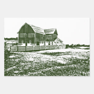 Landschaftliches Landschaftsbauernhaus im Landhaus Geschenkpapier Set