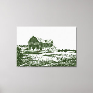 Landschaftliches Landschaftsbauernhaus im Landhaus Leinwanddruck