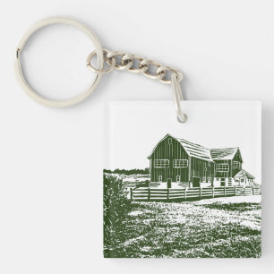 Landschaftliches Landschaftsbauernhaus im Landhaus Schlüsselanhänger