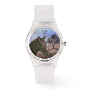 landschaftliches Pferdportrait Kastanienmare Armbanduhr
