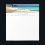 Landschaftliches türkisfarbenes Blue Sea Beach Fot Notizblock<br><div class="desc">Ein Notizblock mit einem schönen Foto mit einem türkisblauen Meer und einem Sandstrand mit Wellen von schäumenden Surfen.</div>