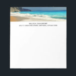 Landschaftliches türkisfarbenes Blue Sea Beach Fot Notizblock<br><div class="desc">Ein Notizblock mit einem schönen Foto mit einem türkisblauen Meer und einem Sandstrand mit Wellen von schäumenden Surfen.</div>