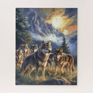 Landschaftliches Wildwolf-Pack-Bergpuzzle