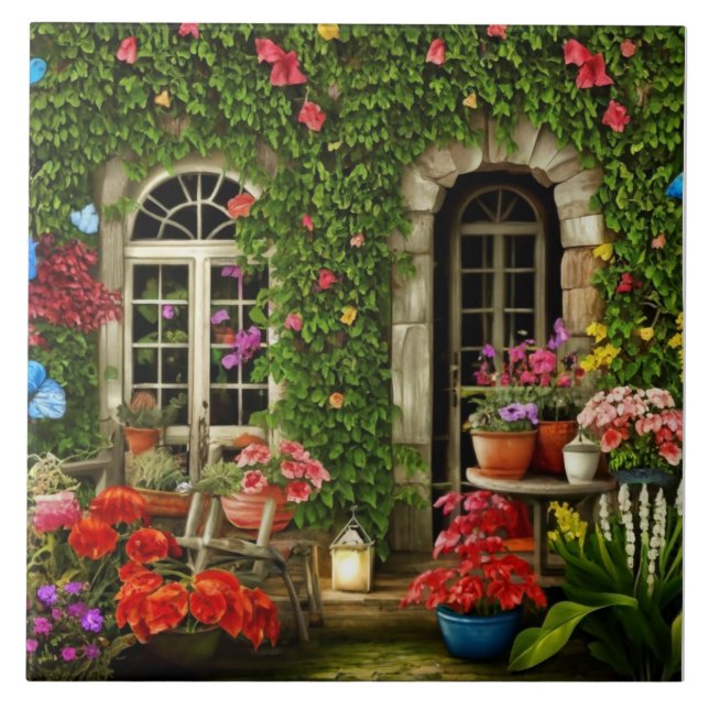 Landschaftliches Zuhause-Außendesign Fliese (Vorderseite)