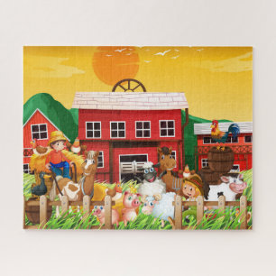 Landschafts-Bauernhof-Stall-Tiere-Puzzle