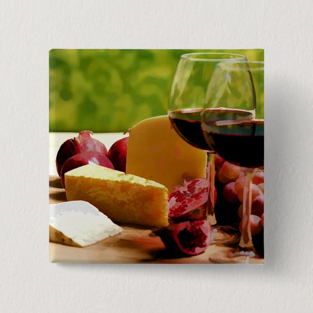 Landschafts-Wein, Käse u. Frucht Button (Vorderseite)