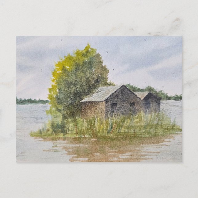 Landschaftsaquarellmalerei  postkarte (Vorderseite)