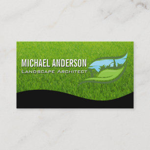 Landschaftsbau Garten Logo Blatt Gras Visitenkarte