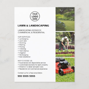 Landschaftsbau Rasenpflege Dienstleistungen Weißes Flyer