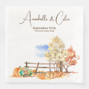 Landschaftsbäume und Pumpkins im rustikalen Herbst Serviette