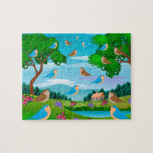 Landschaftsbäume Vögel Blume Natur, Alter 6