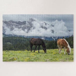 Landschaftsberg Pferde Landschaft Jigsaw Puzzle