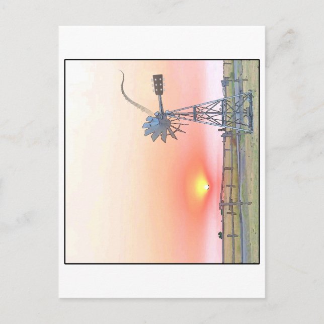 Landschaftsbild bei Sunset mit rustikalem Windmill Postkarte (Vorderseite)