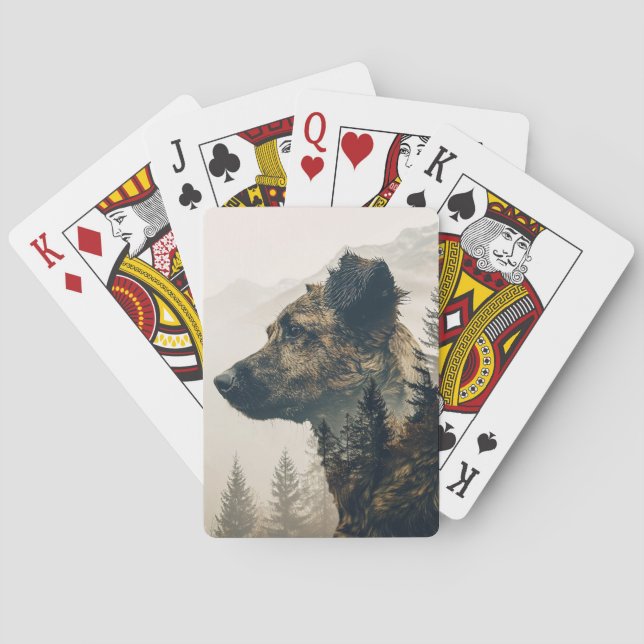 Landschaftsbild der Rustikalen Hunde Spielkarten (Rückseite)