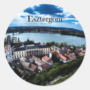 Landschaftsbild Esztergom Runder Aufkleber