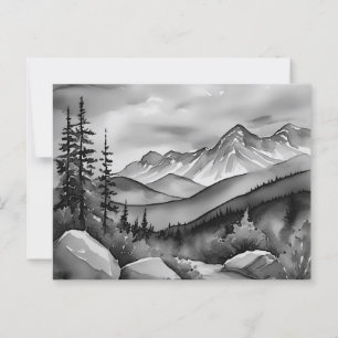 Landschaftsbild Schwarz-Weiß Postkarte